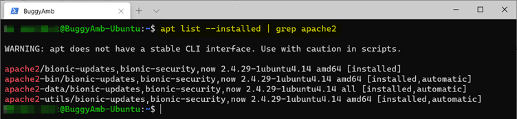apt list grep 命令的屏幕截图。