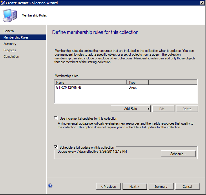 此集合页的“定义成员身份规则”的屏幕截图。