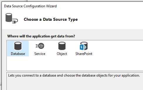Visual Studio 中的数据源配置向导