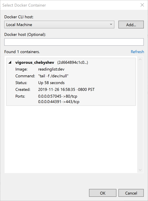 Select_Docker_Container_Menu “选择 Docker 容器”菜单的屏幕截图。