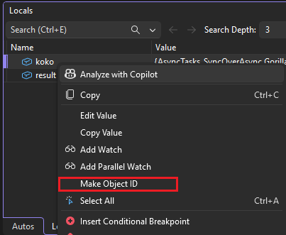 展示了如何在 Visual Studio 中创建对象 ID 的屏幕截图。