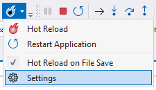 Screenshot of configuring Hot Reload.