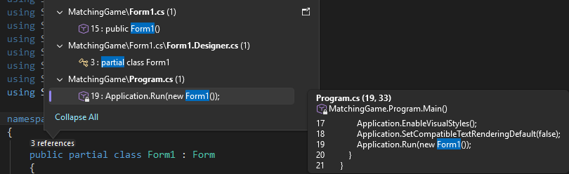 显示 CodeLens 的屏幕截图。