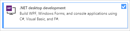 .NET desktop development workload in Visual Studio