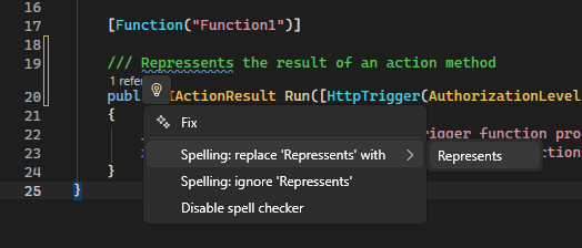 拼写检查器建议修复的屏幕截图。