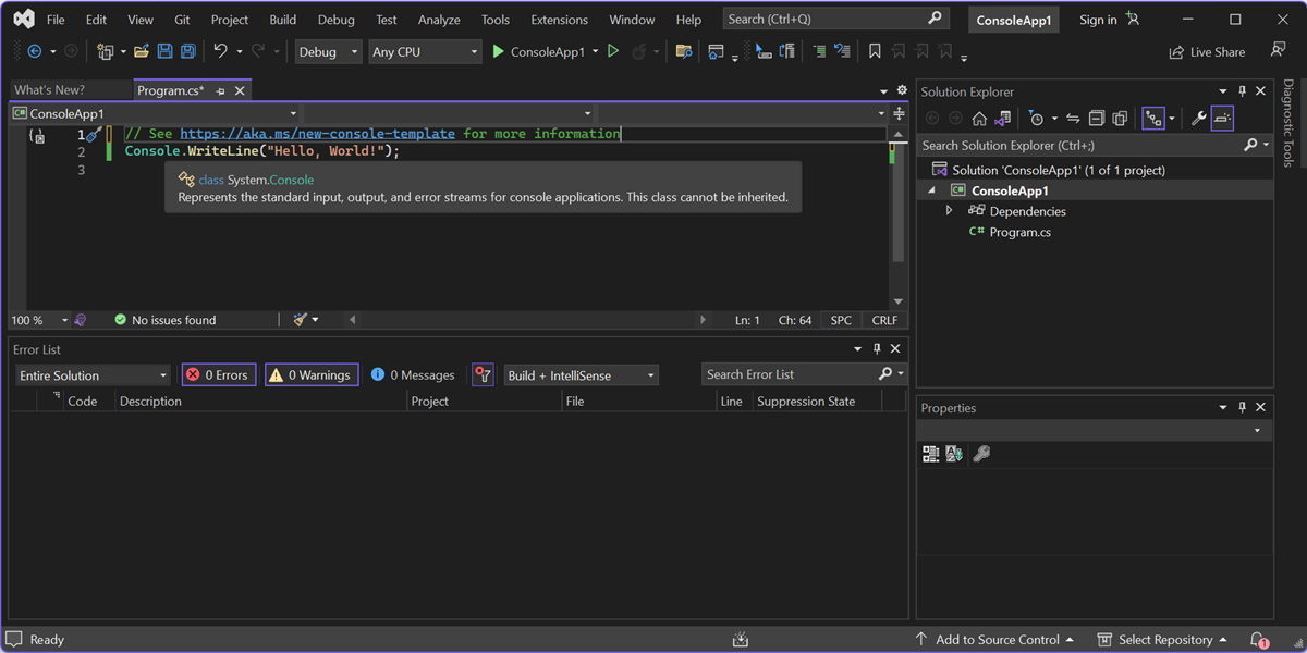 学习 Visual Studio IDE 教程 | Microsoft Learn