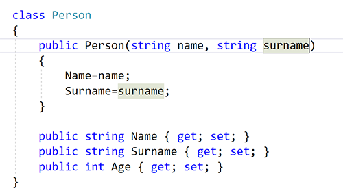 Screenshot showing that the constructor is created with the selected parameters.