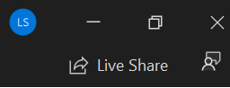 Screenshot that shows the Live Share button while logged in to Visual Studio.