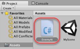 Enemy asset selected in unity