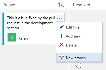 Shows how to create branch links on the Kanban board with 