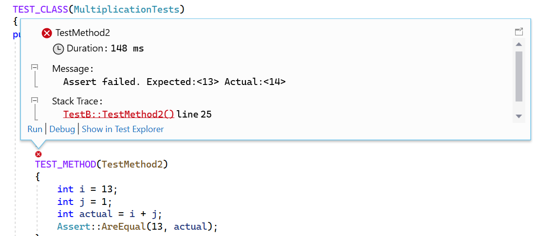 屏幕截图显示了在 Visual Studio 2019 中选择 C++ CodeLens 图标查看详细信息后的界面。