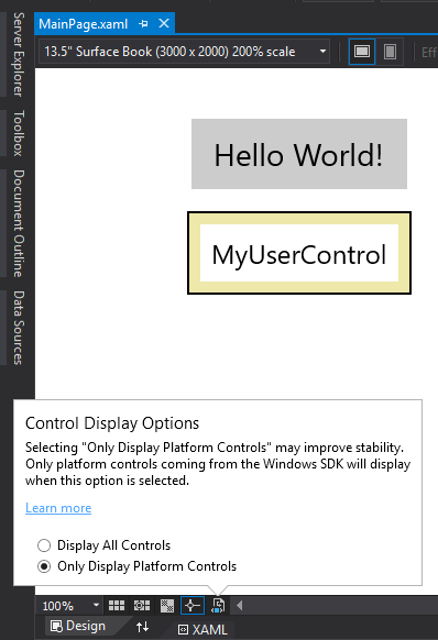 Control Display Options