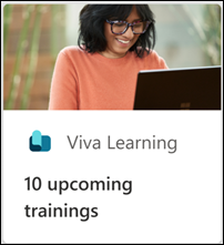 Viva Learning 卡通知用户即将进行所需培训的示例。
