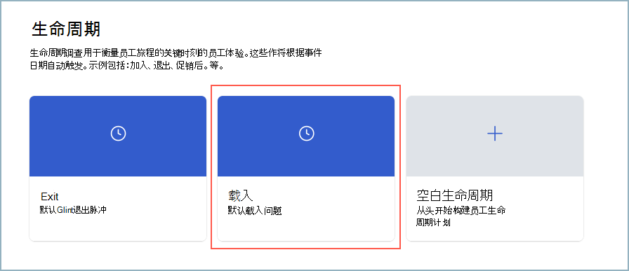生命周期调查的载入卡的屏幕截图。