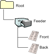 说明 Windows vista 送纸器扫描程序项树的示意图。