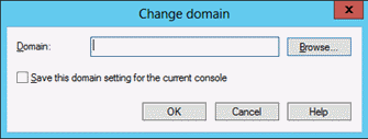 Screenshot that shows the OK button in the Change domain dialog box.