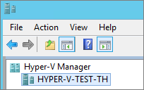 显示左窗格中“Hyper-V 管理器”下列出的主机名的屏幕截图。