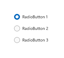 RadioButtons 组的示例，其中选择了一个单选按钮