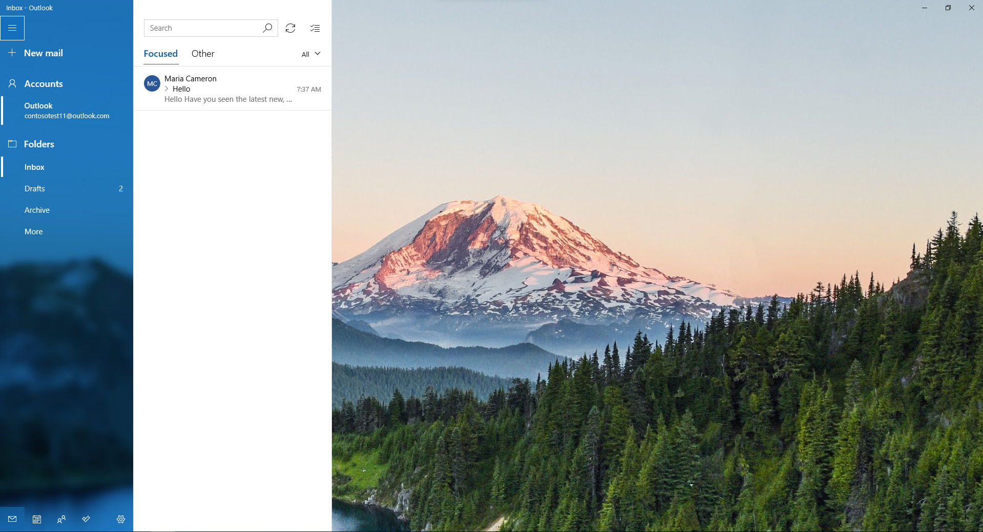 “Windows 邮件”应用的屏幕截图