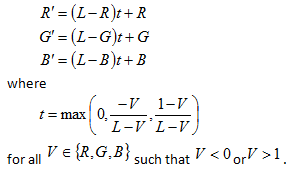 描述色域外实例所需更正的数学公式。