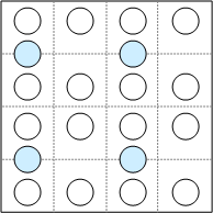 图表与原始图表类似，但色度圆仅在奇数列的奇数行边界上显示