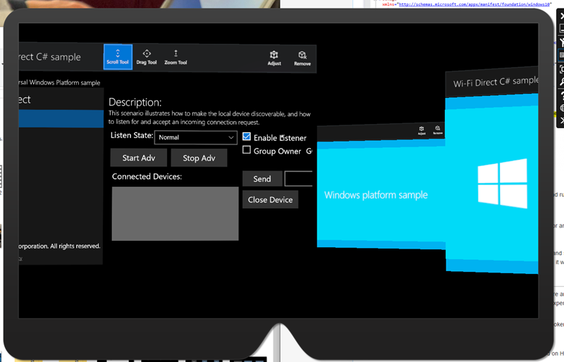 使用 UWP 示例加载的 HoloLens 仿真器