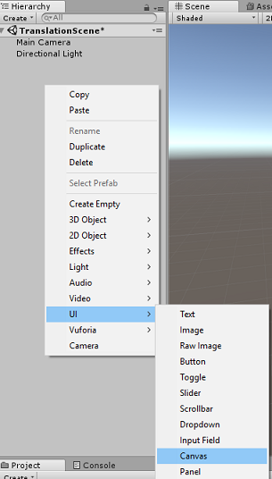Add new Canvas UI object.