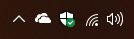 Windows 任务栏上Windows 安全中心图标的屏幕截图。