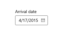 已填充的日历日期选取器屏幕截图，其中标签显示“日历”。