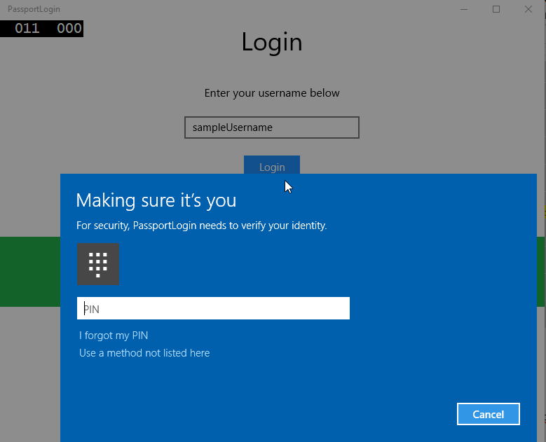Windows Hello 登录 PIN 提示