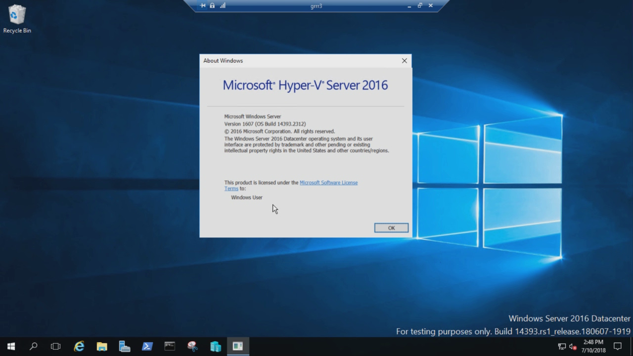 Microsoft Hyper-V Server 2016。