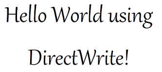 以单个格式显示“hello world using directwrite！”的屏幕截图