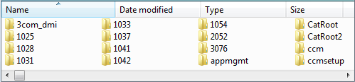 Windows 资源管理器中文件夹列表的屏幕截图 