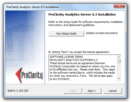 proclarity 设置第一页的屏幕截图 