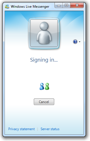 screen shot of dialog box with 'signing in' text 