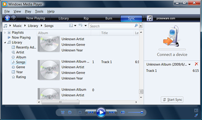 screen shot showing how to transfer content in windows media player 11