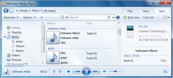 screen shot showing how to transfer content in windows media player 12