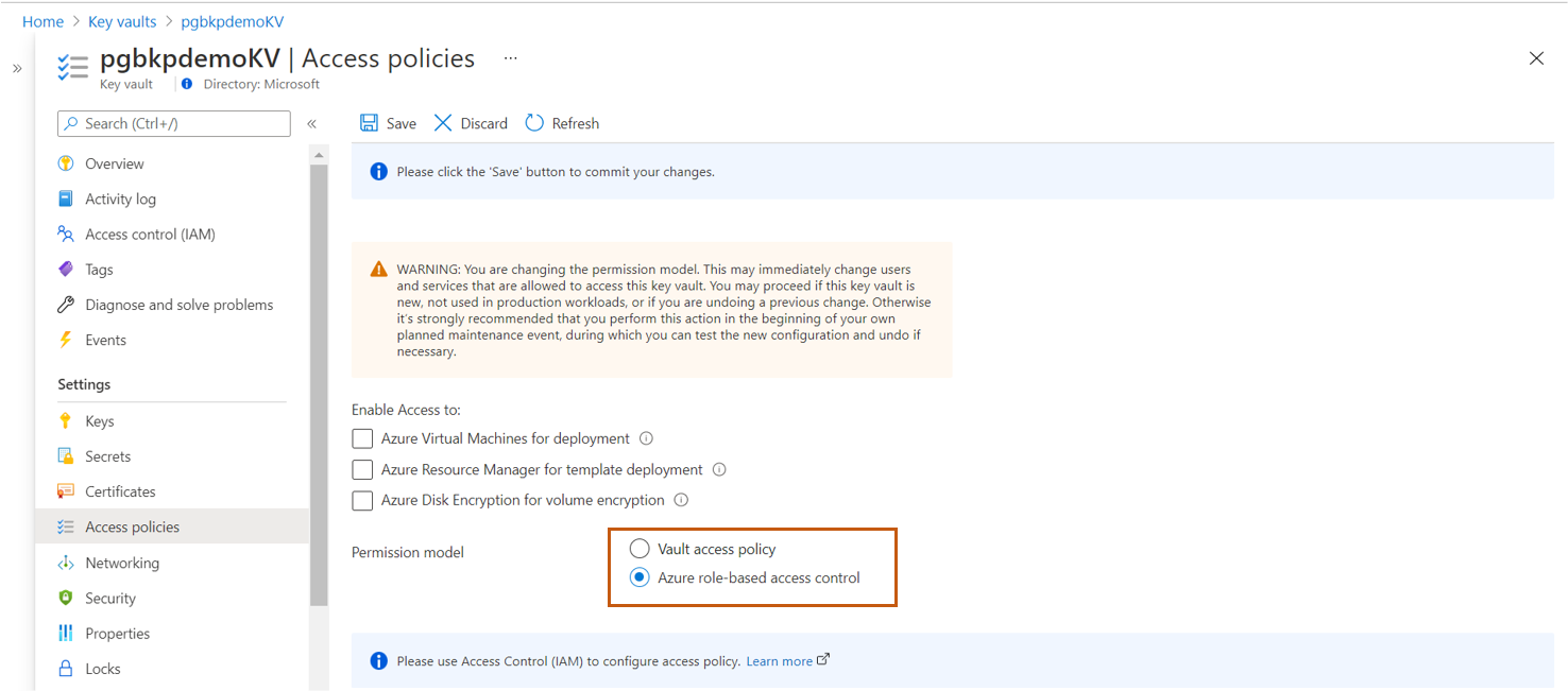 顯示提供 Key Vault 秘密使用者存取權選項的螢幕快照。