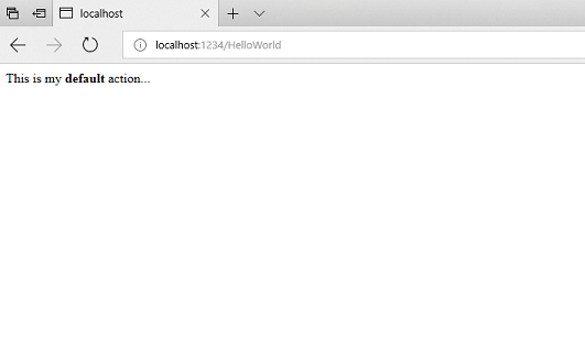螢幕擷取畫面所示為 localhost 標籤，視窗中包含文字「這是我的預設操作」