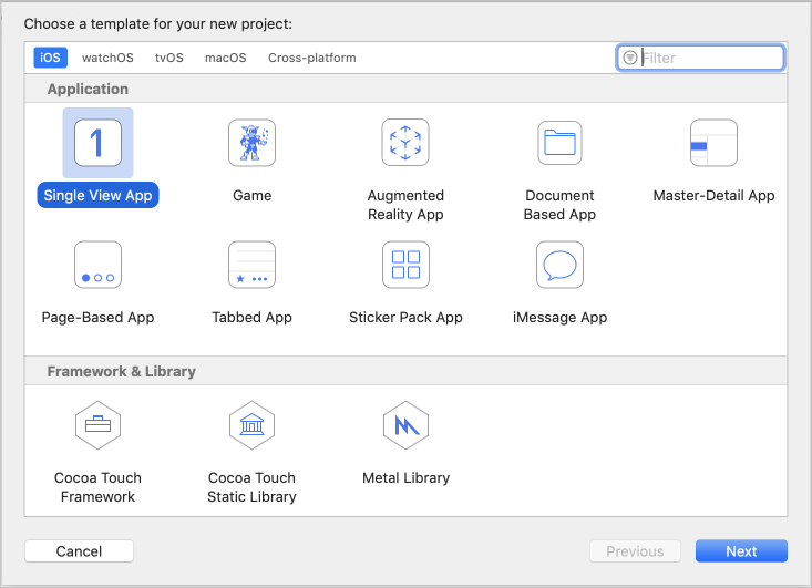 New Single View App - Swift