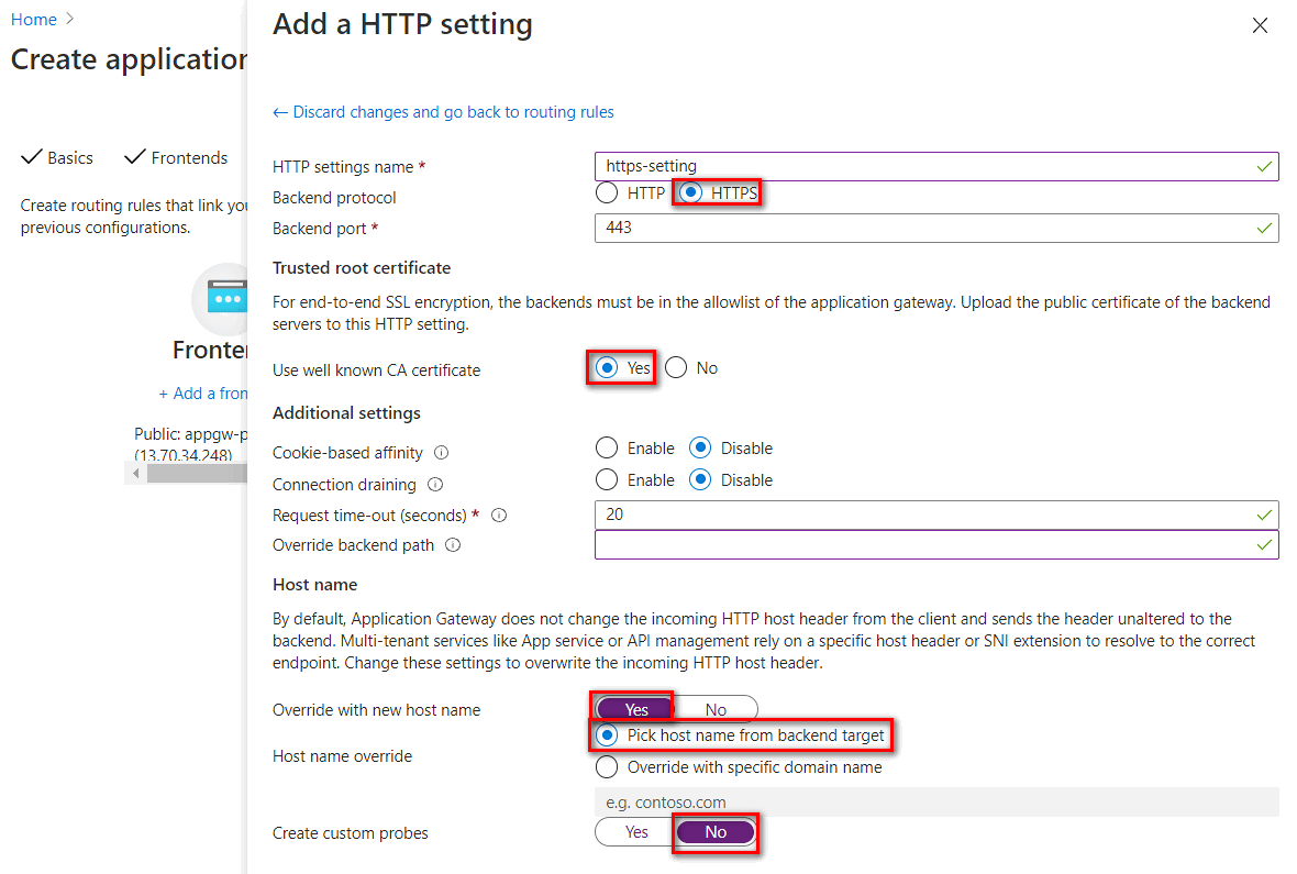 Screenshot of **Add an H T T P setting** dialog.