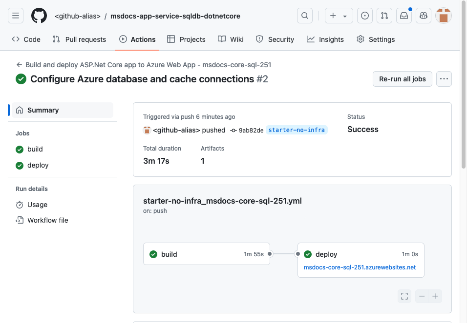 螢幕擷取畫面:顯示要認可並推送至 GitHub 的變更。