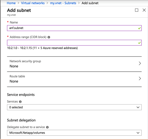 Subnet delegation