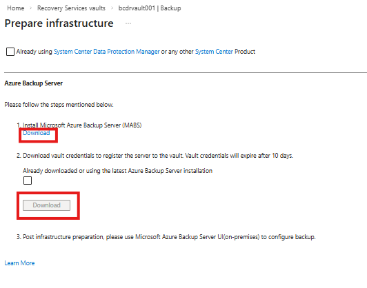 準備 Azure 備份 伺服器的基礎結構