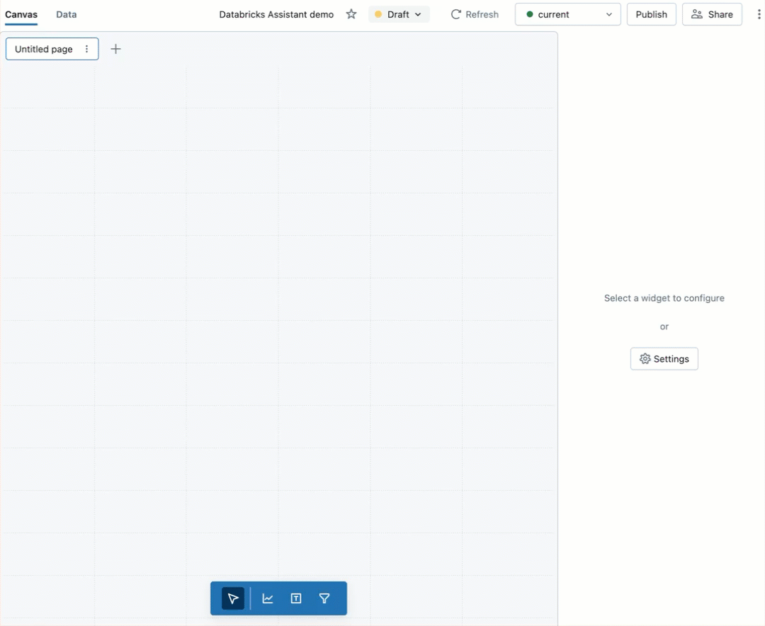 顯示使用 Databricks Assistant 建立圖表的範例。
