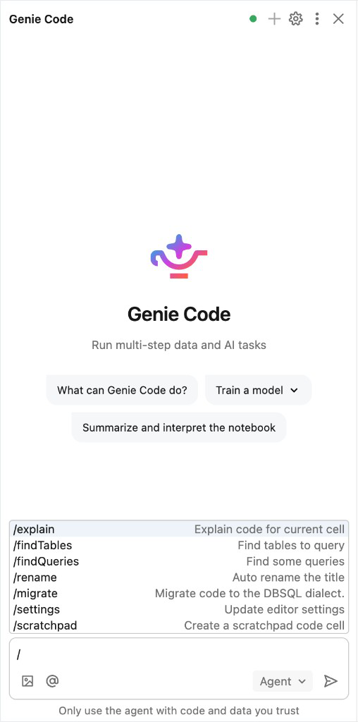 帶有斜線提示的 Assistant 窗格。