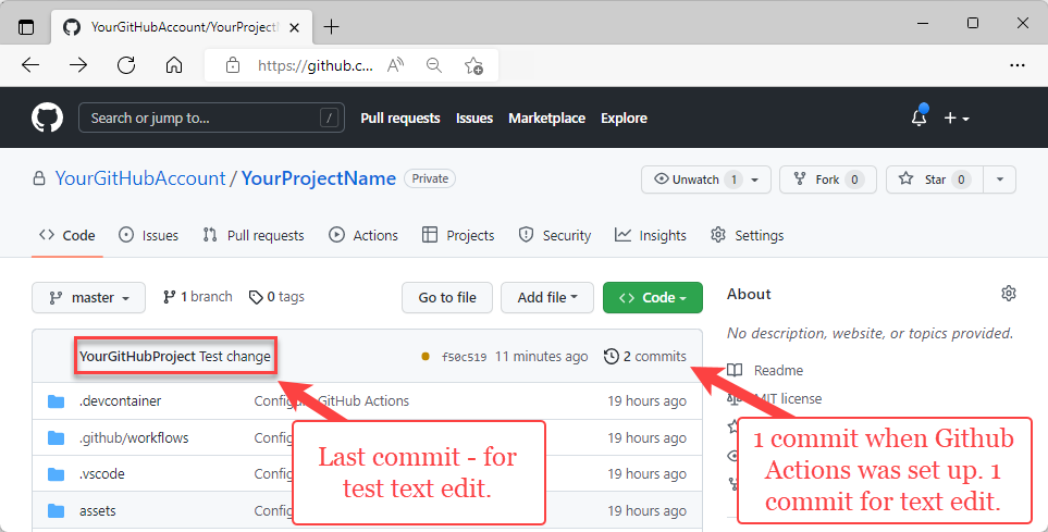 你在 GitHub 上提交的變更截圖。