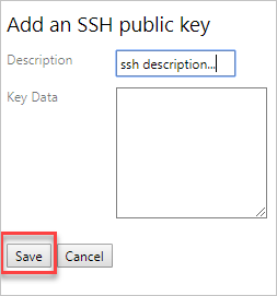 新增資訊以建立 SSH 金鑰