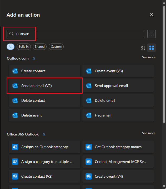 Select email provider connector