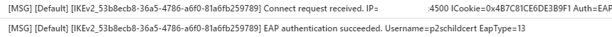 Example of EAP authentication seen in P2SDiagnosticLog.